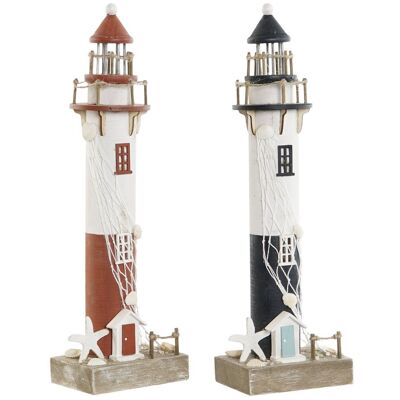 WOODEN LIGHTHOUSE 11X7.5X36.5 2 SURT. LM210857