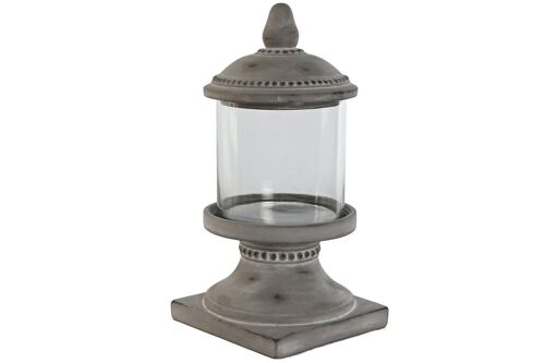 FAROLA CEMENTO CRISTAL 19X19X40 DESGASTADO GRIS PV209986