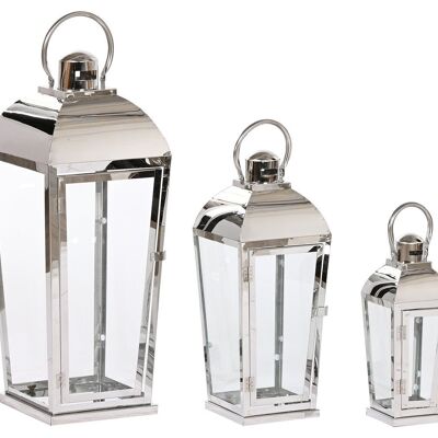 LAMP SET 3 STEEL GLASS 23X23X60 CHROME HANDLE FA212393
