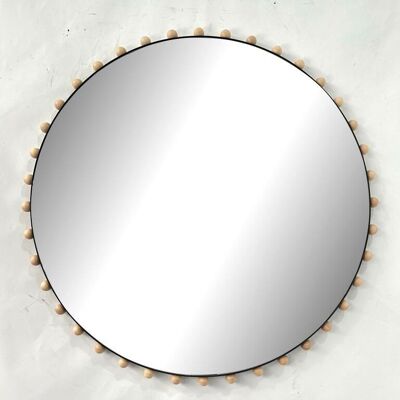 MIROIR EN VERRE FER 113X4,5X113 BOULES DOREES ES212251