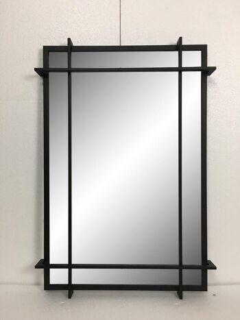 MIROIR EN VERRE FER 65X7X95,5 NOIR ES212248