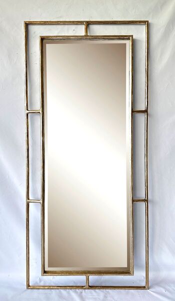 MIROIR EN VERRE FER 96X5X208 OR NICKELÉ ES212253