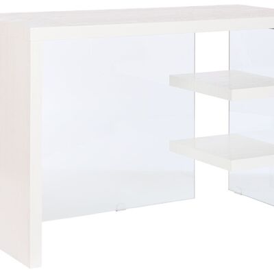 Schreibtisch aus MDF-Glas, 120 x 50 x 76 cm, gehärtetes Weiß, MB207705