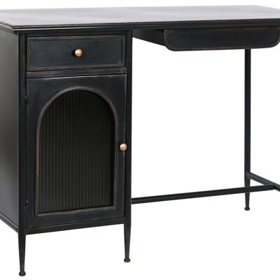 BUREAU MÉTAL VERRE 120X50X80 NOIR MB208410