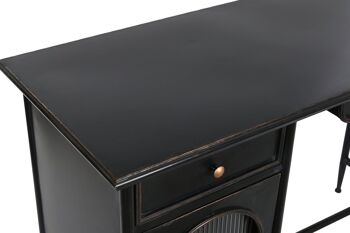 BUREAU MÉTAL VERRE 120X50X80 NOIR MB208410 2