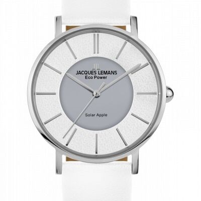 Jacques Lemans Eco Power Solar White Vegan Strap Unisex Watch