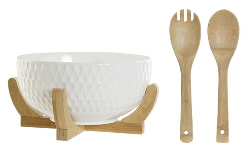 Ensaladera Set 3 Porcelana Bambu 29X29X14 Blanco PC188273