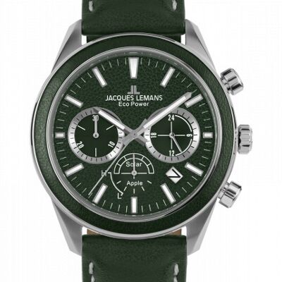 Jacques Lemans Eco Power Solar Chronograph Green Vegan Strap Men's Watch