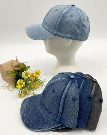 Belle casquette en denim de coton unisexe au design vintage 2