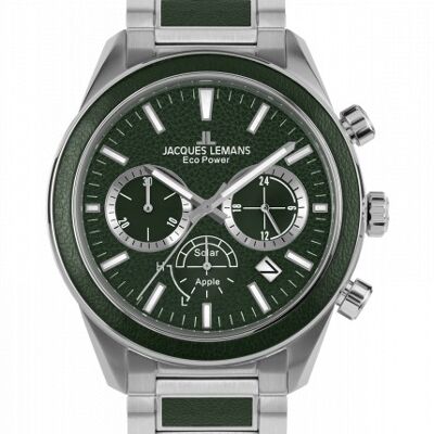 Jacques Lemans Eco Power Solar Chronograph Stainless Steel Green Men's Bracelet Watch