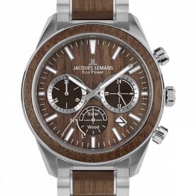 Jacques Lemans Eco Power Solar Wood Chronograph Men's Vegan Bracelet Watch