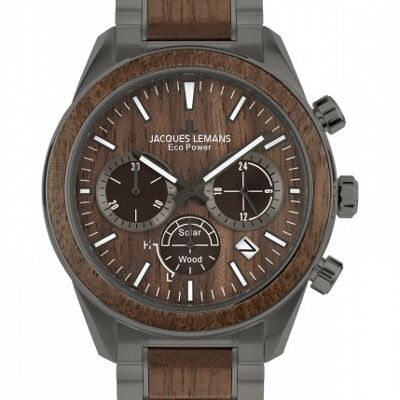 Jacques Lemans Eco Power Solar Wood Chronograph Grey Men's Bracelet Watch