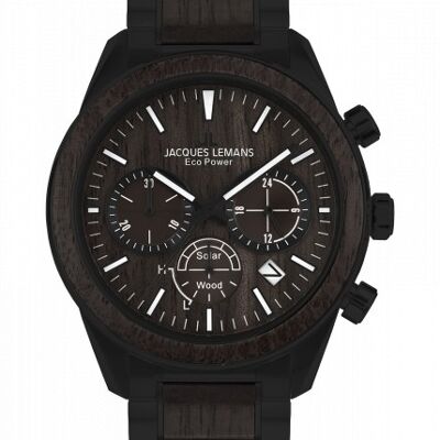 Jacques Lemans Eco Power Solar Wood Chronograph Black Men's Bracelet Watch