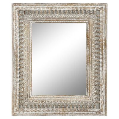 CARVED WOOD MIRROR 100X5X120 AGED WHITE MB208662