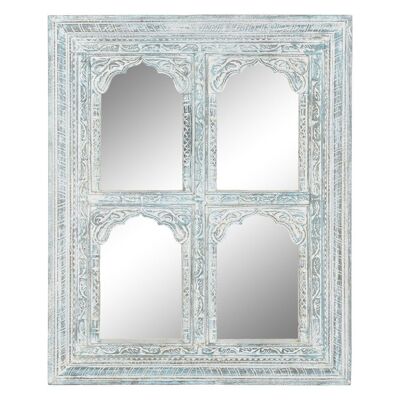 CARVED WOOD MIRROR 110X8X1120 DECAPE TURQUOISE MB208668