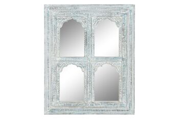 MIROIR BOIS SCULPTÉ 110X8X1120 DÉCAPE TURQUOISE MB208668 1