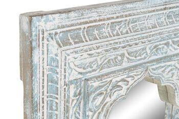 MIROIR BOIS SCULPTÉ 110X8X1120 DÉCAPE TURQUOISE MB208668 2