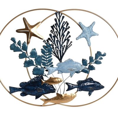 DECORAZIONE PARETE IN METALLO 83X6X63 PESCE BLU DP211000