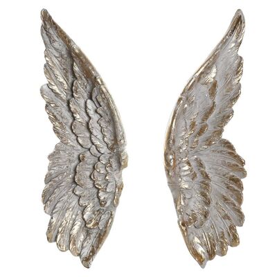 WALL DECORATION SET 2 RESIN 44X10X67 GOLD WINGS DP211203