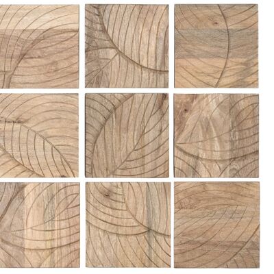 DECORAZIONE PARETE SET 9 FOGLI MDF MANGO 90X3X90 DP211505