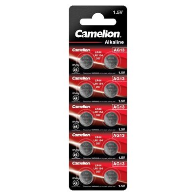 SHOP-STORY - CAMAG13: Pack of 10 Camelion Alkaline Batteries AG13 / LR44 / LR1154 / 357 / 1.5V