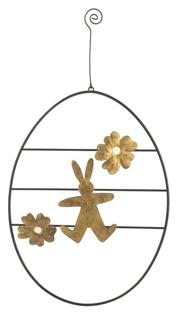 Pendentif oeuf avec lapin 25 cm VE 6