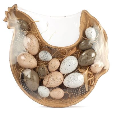 Bowl chicken with 16 decorative eggs 27x30 cm VE 6