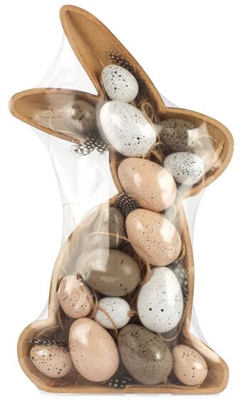 Bol lapin avec 16 œufs décoratifs 20x35 cm VE 6