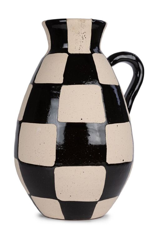 Vase schwarz weiß rund 29 cm VE 2