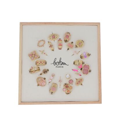 Kit de 24 anillos de acero inoxidable - oro rosa - DISPLAY GRATIS