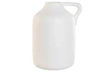 Vase en grès 30x30x40 blanc poignée faite main JR211543 1
