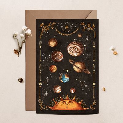 Sonnensystem-Postkarte
