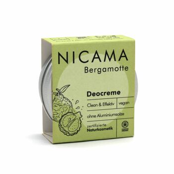 NICAMA - Crème déodorante à la Bergamote (cosmétiques naturels bio, vegan, sans plastique, au bicarbonate de soude) - 50g 3