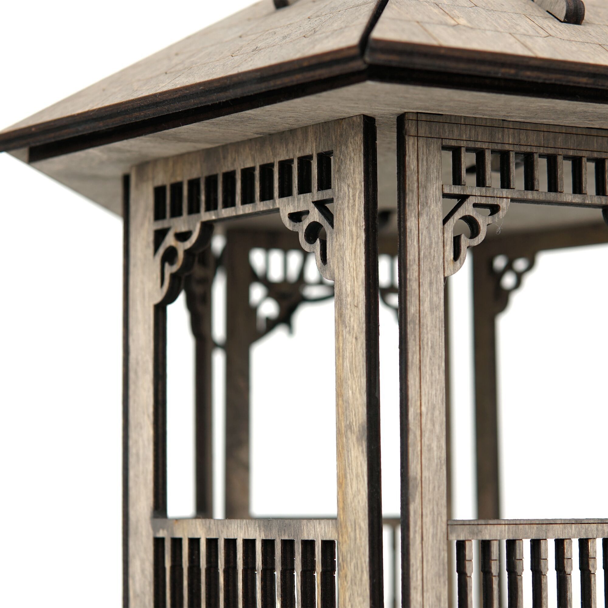 Wooden Gazebo Bird Feeder, Gray Stained Bird Feeder, Custom Bird House