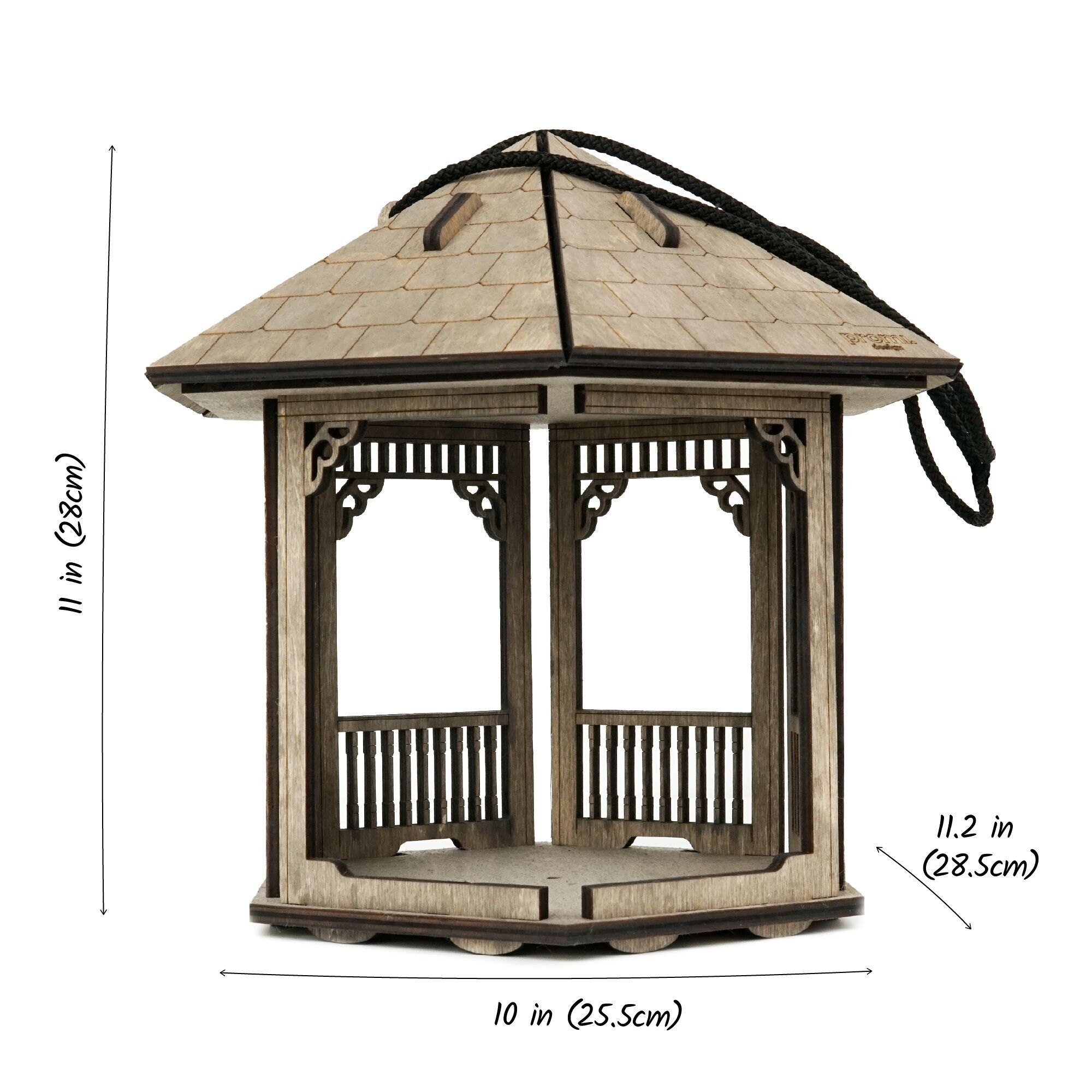 Wooden Gazebo Bird Feeder, Gray Stained Bird Feeder, Custom Bird House