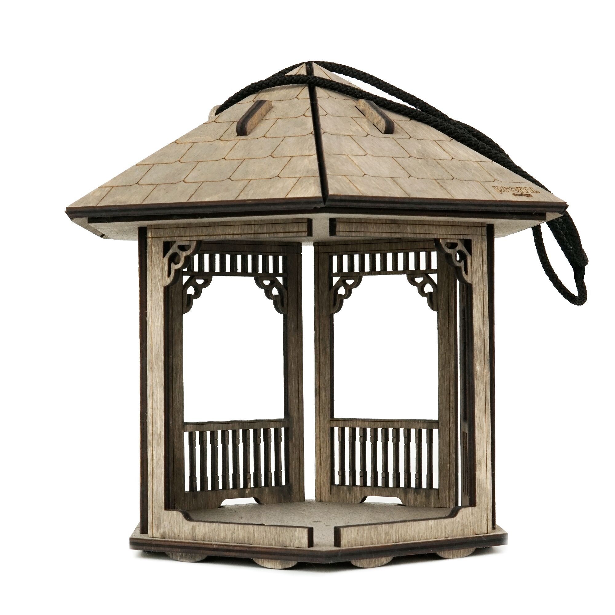 Wooden Gazebo Bird Feeder, Gray Stained Bird Feeder, Custom Bird House