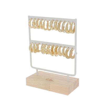 Kit of 24 stainless steel hoop earrings - gold - free display