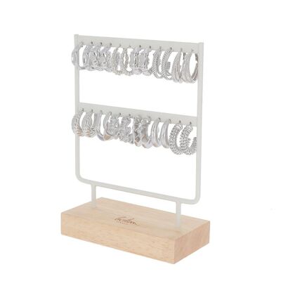 Kit of 24 stainless steel hoop earrings - rhodium - free display