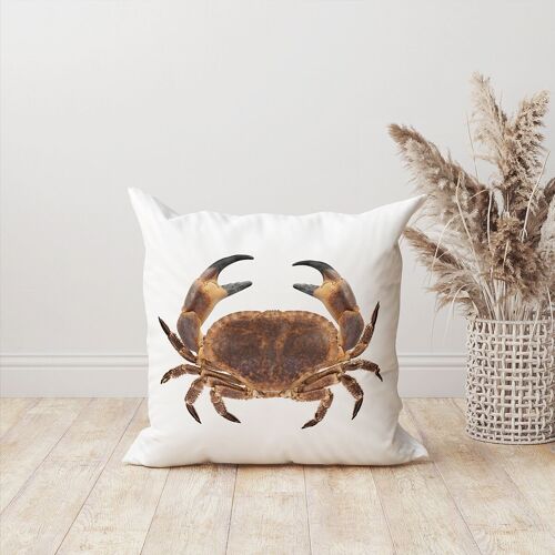 Coussin déco bord de mer crabe carré velours