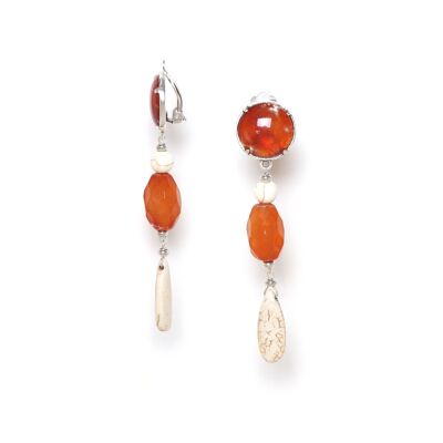 TERRA COTTA  longues boucles d'oreilles clips