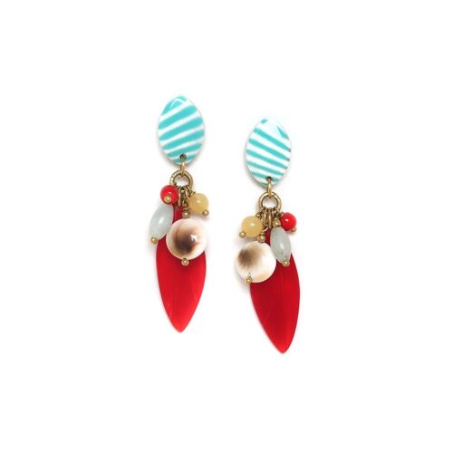 EUPHORIA  boucles d'oreilles poussoir rouge petit modèle