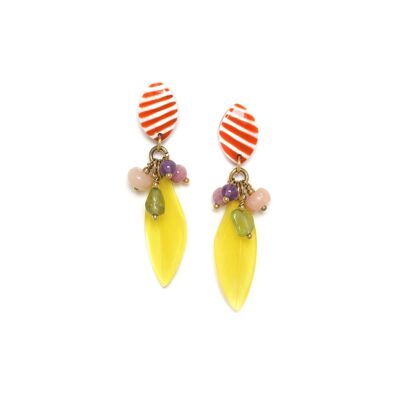EUPHORIA yellow push earrings small model