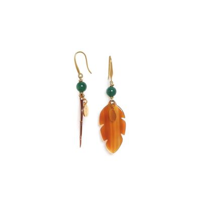 EUPHORIA golden horn feather hook earrings