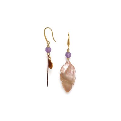 EUPHORIA brown mother-of-pearl feather hook earrings