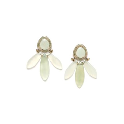 PAPYRUS push earrings with 3 jade tassels