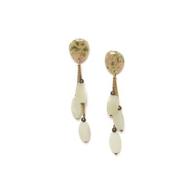 PAPYRUS push-button earrings with 3 tassels