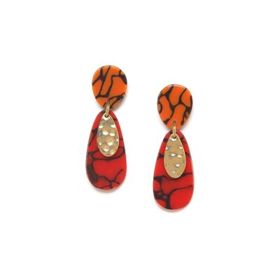 STROMBOLI  boucles d'oreilles poussoir top termitière orange