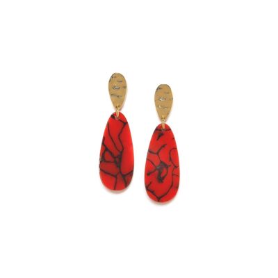 STROMBOLI red termite mound drop push earrings