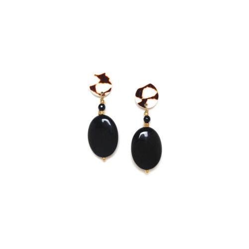 BAGHEERA  boucles d'oreilles poussoir onyx ovale