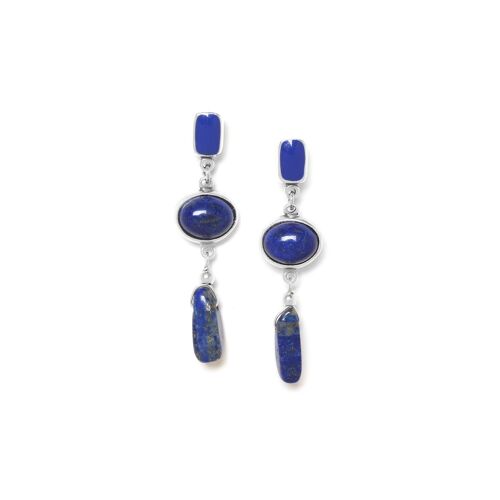 INDIGO  boucles d'oreilles poussoir top émail bleue